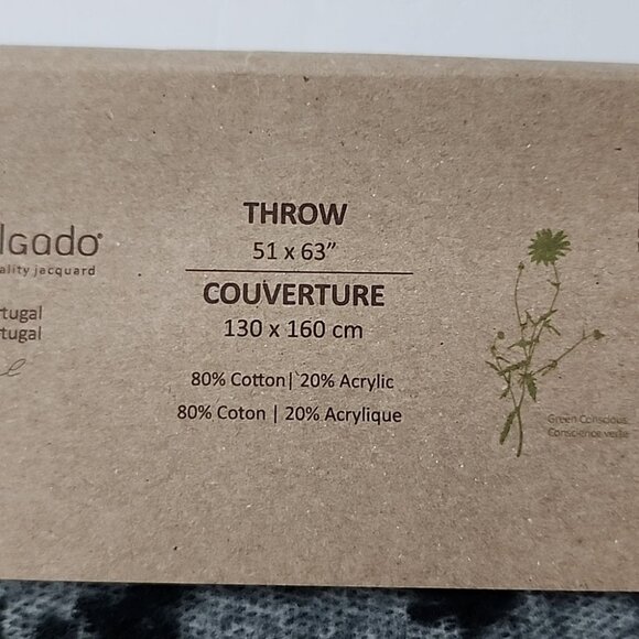 Antonio Salgado  Throw Blanket Grey Black Knit Cotton Blend 50" X 63" Snowflakes - Picture 6 of 12